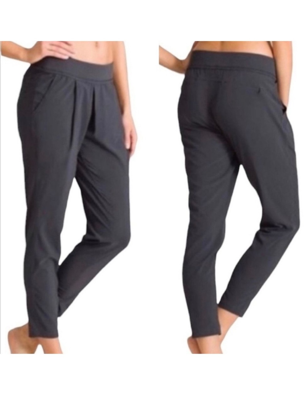 Athleta Interlude Ankle Pants Black Size 6 Pleated Pull-On excellent condition